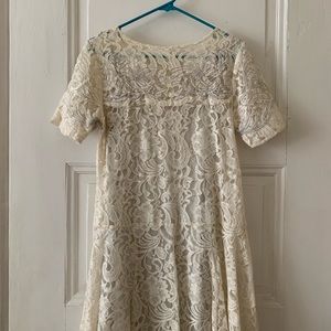 Free people lace cap-sleeved white mini-dress!